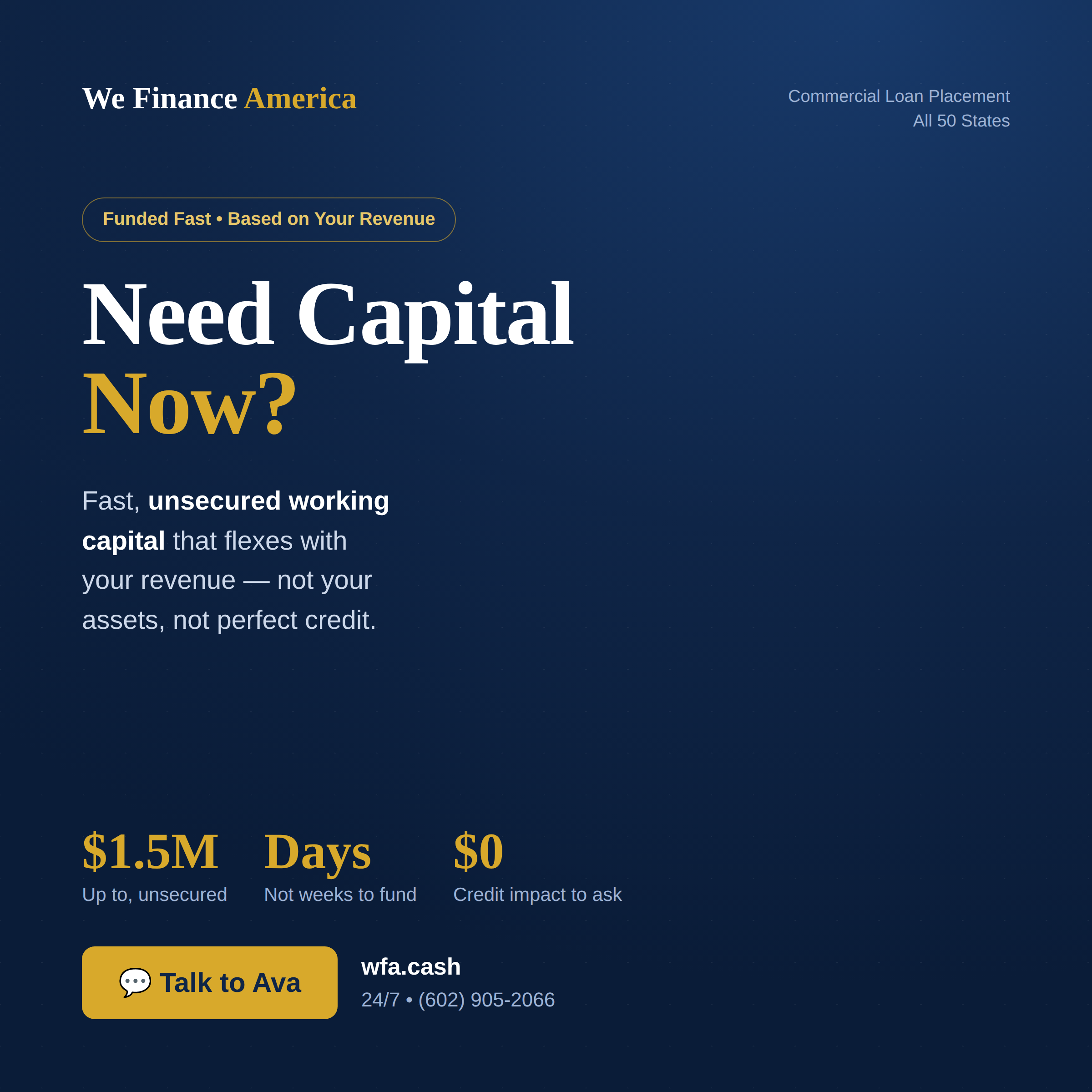 We Finance America — Need capital now? Fast unsecured working capital up to $1.5M